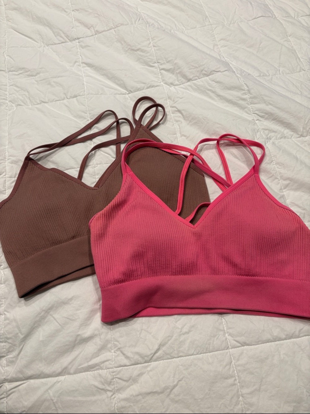 aerie Ribbed Strappy Bralettes (M)